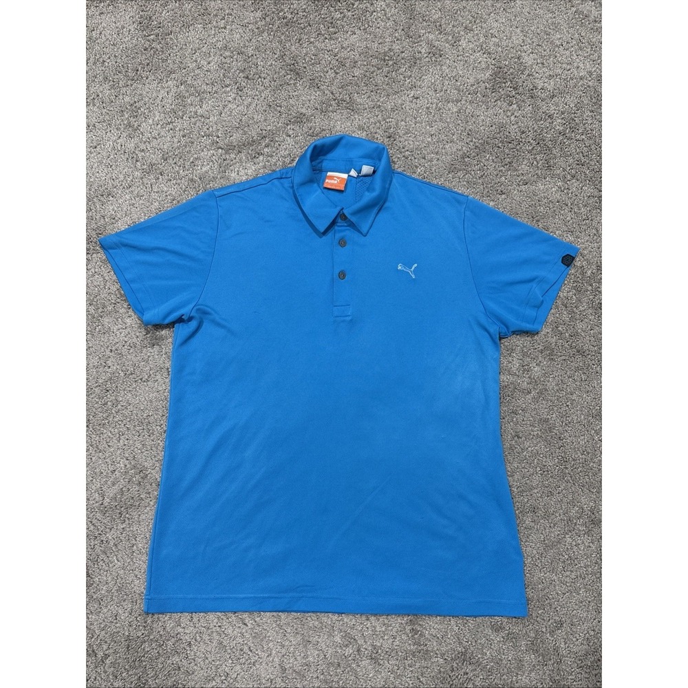PUMA Men's Blue Short Sleeve Polo Shirt Size Large